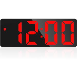 LOFICOPER Digital Alarm Clock, 6.5'' LED Alarm Clock for Bedroom, Electric Desk Clock with USB Port, Snooze, Adjustable Brightness, Work Day Mode, Black Case and Red Digit