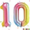 Smlpuame 40 Inch Number Balloons 0-9 Rainbow Gradient Large Number 10 Balloons, Digital Balloons for Birthday Party Celebration Decorations, Helium Foil Number Balloons for Wedding Anniversary