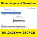 3 x #8 x 1 Self Tapping Screws for Metal, 410 Stainless Truss Head 280pcs