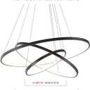 LightInTheBox Modern LED Pendant Light 3 Ring Chandeliers Black Circle Pendant Light Fixtures for Living Room Dinning Room Office (Light Source: Warm White), 24 inches
