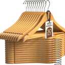 Utopia Home Premium Wooden Hangers 30 Pack - Heavy Duty & Durable Coat Hanger - Wood Hanger with 360-Degree Rotatable Hook - Clothes Hangers with Non-Slip Shoulder Notches For Shirts & Coats (Natural)