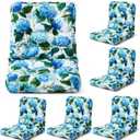 Hoteam 4 Set Outdoor Patio Chair Cushions 20 x 42 in Deep Seat Waterproof Patio Cushions Set for Furniture Replacement Removable Seat and Back (Blue Hydrangea), 41.7 x 19.7 x 3.9 inches