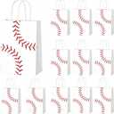 Rarapop 12 Pack Softball Gift Bags with Handle, Paper Snack Treat Goodie Bag for Softball Theme Party Favor Decorations Sports Birthday Celebration Supplies