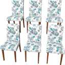 Stretch Dining Chair Covers Set of 6,Floral Print Chair Covers,Soft Removable Washable,Pet Friendly Furniture Protector,Universal Chair Slipcovers for Home, Kitchen,Ceremony Dining Room Seat