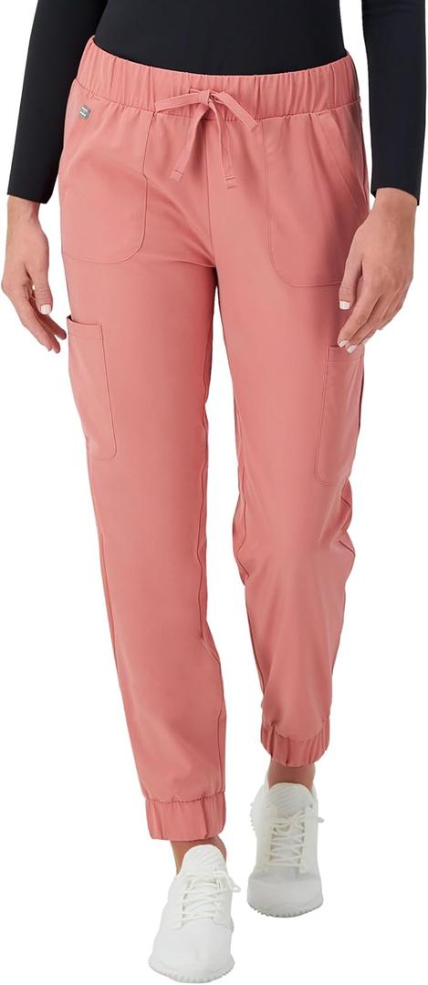 Hanes Women's Scrubs Cargo Joggers, Healthcare Scrub Joggers for Women, Moisture Wicking (Pink, L)