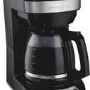 Hamilton Beach 12 Cup Programmable Drip Coffee Maker Machine, Regular & Bold Brew Options, Auto Pause and Pour, Glass Carafe, Black with Stainless Accents (46299J)