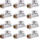 SharkBite 1/2 x 3/8 Inch Compression Straight Stop Valve, Pack of 12, Quarter Turn, Push to Connect Brass Plumbing Fitting, PEX Pipe, Copper, CPVC, PE-RT, HDPE, 23037LFZ