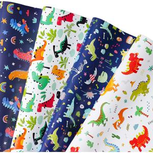 Titiweet Dinosaur Wrapping Paper for Boys Girls Kids - Dinosaur Gift Wrap, 12 Sheets Dino Wrapping Paper for Christmas Birthday Holiday, 20 x 28 Inches Per Sheet