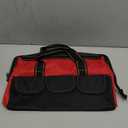 Hiceeden 16 Inch Wide Mouth Tool Bag, Collapsible Tool Tote with Waterproof Coating and Adjustable Strap, Portable Electrician Tool Organizer Handbag with 5 Outside Pockets, Red