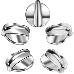 Upgraded Surface Burner Control Knob Replacement for GE Stove Knobs, Stainless Steel, Heavy Duty Metal, Replaces Part # WB03K10208, AP4980246, 1810427, AH3486484, EA3486484, 5 pcs