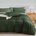 NEXHOME PRO Duvet Cover King,3 Pieces Boho Tufted Duvet Cover Set, Soft and Lightweight 100% Washed Microfiber Comforter Cover Set for All Season(Forest Green,104 x 90)-No Comforter