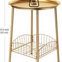 Small Outdoor Side Table, 2-Tier Round Metal Patio Table, Accent Table Waterproof, Weather Resistant End Table for Yard Porch Pool Balcony Garden Bedside (Gold)