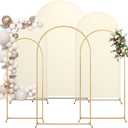 Toolterritary Metal Arch Backdrop Stand and Cover Set, 7.2FT, 6.6FT, 6FT Wedding Arch Frame, Easy to Assemble, Gold Arch Stand for Birthday, Party, Baby Shower, Graduation Ceremony, Beige