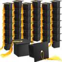 Bememo 100 Pieces Graduation Candy Boxes Graduation Party Favors Class of 2026 Cap Gift Boxes Graduate Centerpieces with Tassel for Grad Ceremony Party(Yellow)