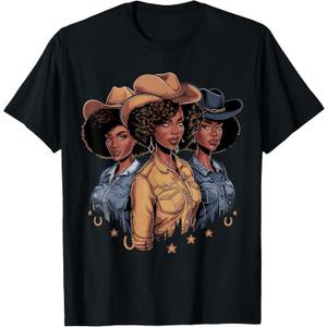 Black Cowgirl Rodeo Melanin T-Shirt (Small)