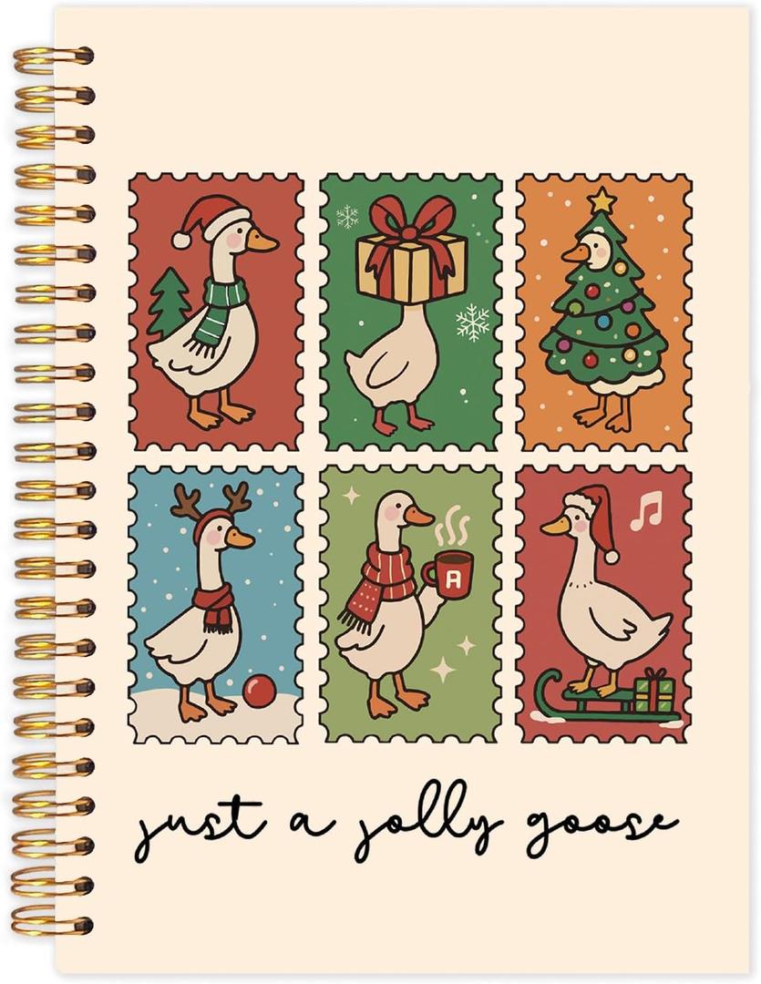 Yhtrg Christmas Goose Spiral Notebooks, Goose Love Gifts, Cute Christmas Holiday Duck Journal Gifts for Women, Xmas Festive Farm Animal Notebook Journal for Note Taking, 5.5x8.3 Inch