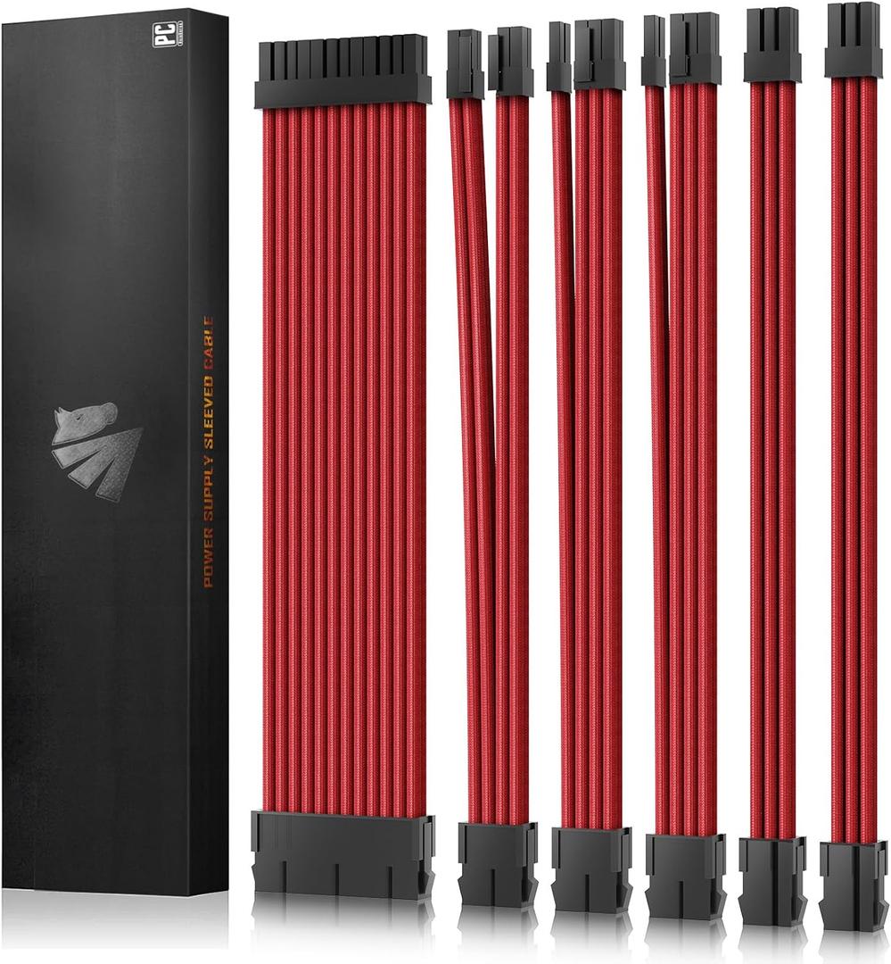 AsiaHorse 16AWG PSU Cable Extension Power Cords, Customized Power Supply Mod Sleeve Extension Cable, ATX/EPS/8-pin PCI-E/6-pin PCI-E for PSU Cable