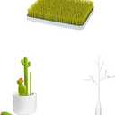 Boon Baby Bottle Drying Rack Bundle - Countertop Rack, Cleaning Brushes, and Drying Rack Accessory (Green)