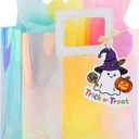 3 x VUOJUR 8.3'' Holographic Small Halloween Trick or Treat Bag for Girls Her with Tissue Paper and Little Ghost Gift Tag (1 Count (Pack of 1))
