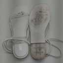 Womens Flats Sandals Square Toe Strappy Ankle Strap Flats (8, White)