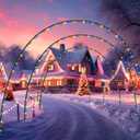 Geetery 6 Pack 10FT Christmas Archway Outdoor, 8 Mode LED Light Arch Metal for Christmas Holiday Driveways, Easy Assembly, Reusable, Doorway Pathway Garden Yard Lawn Passage Decoration (Multicolor)
