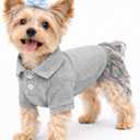 lovelonglong Basic Dog Polo Shirts Premium Cotton, Polo T-Shirts for Large Medium Small Dogs with a Two-Button Collar Blank Color Gray S
