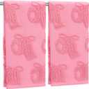SmoothNovelty 2 Pcs Pink Bow Hand Towels for Bathroom Funny Roll Paper Bowknot Jacquard Weave 100% Cotton Absorbent Decorative Dish Bath Towels for Bathroom Kitchen Decor, 14 x 29 Inches