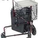 Drive Medical 10289RD Deluxe Foldable Rollator Walker, Black/Red