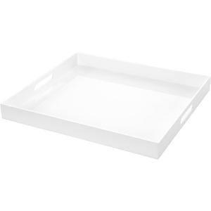 White Rectangular 18x20 Inches Acrylic Ottoman Tray Decorative Serving Tray with Cutout Handles Organizer Tray on Coffee Table Countertop Big Breakfast Bed Tray Living Room Appetizer Serving Food