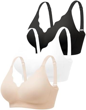 Cuteio Wireless Jelly Bras for Women No Underwire with Support, Seamless Bralettes Everyday Comfort T-shirt Padded Bra, Large 
