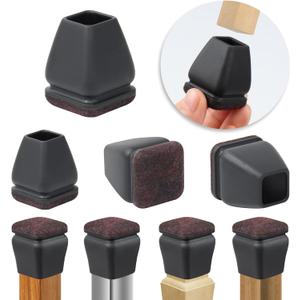 Ezprotekt 24 Pcs Small Square Silicone Chair Leg Floor Protectors for Wood Floors, Felt Furniture Pads Caps, Bar Stool Leg Floor Protectors Covers for Chair Desk Table (Fit 0.5"- 0.8", Black)