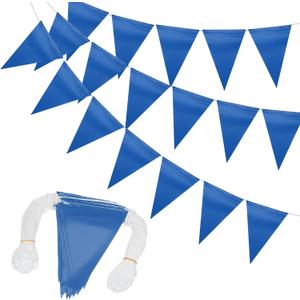 MECCANIXITY 102Ft Pennant Banner Flags, 7"x10" Flagging Banner Warning Flags 500lbs Rated Marking Flags for Traffic Barrier Line Construction Site (Blue, 45 Flags)