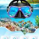Mask Fins Snorkel Set, Snorkeling Gear for Adults, Panoramic View Snorkel Mask Anti-Fog, Adjustable Dive Flippers, Dry Top Snorkel and Travel Bag, Scuba Gear for Swimming Snorkeling Diving