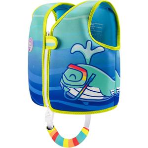 Pottwal Swim Vest for Kids - Swim Jacket for 3-6 Years (40-66LBS) - Puddle Jumper with Adjustable Crotch Strap - Made of Neoprene & EPE - Cyan, L