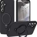 for Samsung Galaxy S24 Plus Case with Magnetic Invisible Stand [Compatible with MagSafe] Military Drop Tested [Full Camera Protection] Silicone S24 Plus Case for Women Men 6.7'', Black