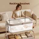NeoBorn 3 in 1 Baby Bassinet, Bedside Bassinet for Baby, Rocking Bassinet with Breathable Full-Mesh, Mattress and Soft Sheet, Adjustable Height, Stable and Secure Crib for Newborns