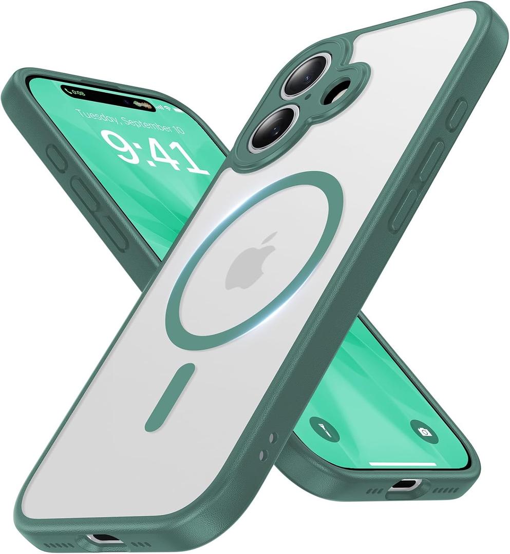 Faiono Magnetic for iPhone 17 Case [Full Camera Protection][Military-Grade Protection][Compatible with MagSafe] Shockproof Protective Slim Phone Case for iPhone 17, Night Green
