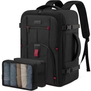 LOVEVOOK Travel Laptop Backpack for Men, 35L Large Carry On Backpack Personal Item Size, Airline Approved Waterproof Bookbag with 2 Packing Cubes Fits 15.6" Laptop, Black