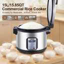 Commercial Rice Cooker, 15.85QT/84 Cups Cooked Rice 15L Large Capacity Rice Cooker & Warmer, 1550W Fast Rice Cooker with 6 Preset Functions, LED Display, Non-stick Inner Pot for 25-35 People Use