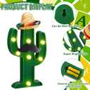 Fiesta Mexican Party Decoration LED Cactus Light with Mini Sombrero Straw Hats and Fake Beard Cinco De Mayo May 5th Table Decor Mexican Party Supplies for Fiesta Taco Table Room Bedroom Decor(24 Pcs)