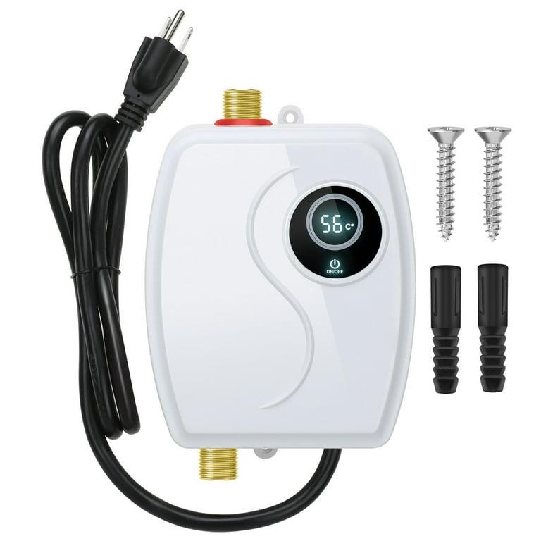 ECOTINYMACH 110V Tankless Water Heater Electric, 3000W Compact Water Heater, Heating Water On Demand Conveniently Convertible Between Fahrenheit and Celsius