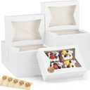 Eupako Cookie Boxes with Window 8x6x2.5 Inhces, 24pcs Auto-Popup White Treat Boxes for Bakery, Donuts, Candy, Pastry,Cupcakes, Biscuits, Chocolate Strawberries