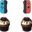 Video Game Cupcake Toppers 24PCS, Switch Game Controller Theme Cupcake Decorations, Birthday Cake Decorations Picks for Boys Gaming Themed Birthday Party