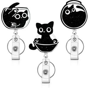 Cat Badge Reel Nurse Badge Holder with Alligator Clip Nurse Badge Reels Retractable Nursing Badge Reels for Nurses, Doctors, Teachers, Office Worker (Cute Cat)