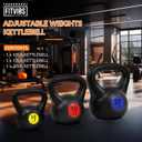 Fitvids Kettlebell Sets 3 Piece 10/15/20LB Strength Training KettleBells Weight Set, Black