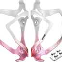 Bike Water Bottle Holder Bicycle Cage for Mountain Road MTB Gravel Adult Bikes Cycling Universal Carrier Rack 2 Pack Aluminum Alloy Ultralight Kettle Drink Accessories White Pink
