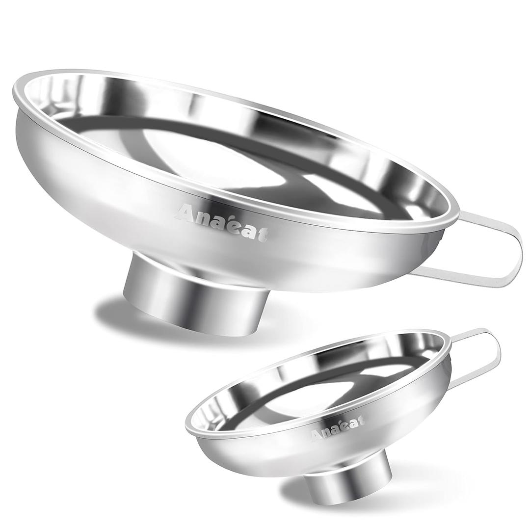 Anaeat Stainless Steel Canning Funnel with Handle for Wide and Regular Jars & Canning Jars, Wide-Mouth Funnels Excellent for Transferring Liquid and Dry Ingredients, Large Solids, Oil, Beans & Jams
