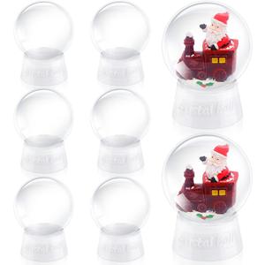 8 Pcs 4 Inch Plastic Snow Globe with Screw Off Cap DIY Clear Snow Globes Jar for DIY Crafts Home Decoration