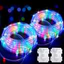 Minetom 2 Pack Battery Operated Christmas Lights Outdoor, Total 80FT 200 LED Rope Lights Battery Operated with Timer 8 Mode, String Lights for Outdoor Bedroom Indoor, Multicolor