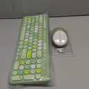 Wireless Keyboard and Mouse Combo, Retro Typewriter Keyboard with Round Keycaps, 2.4GHz USB Cute Wireless Keyboard Mouse for Computer, Desktop, Laptop (Green Colorful)